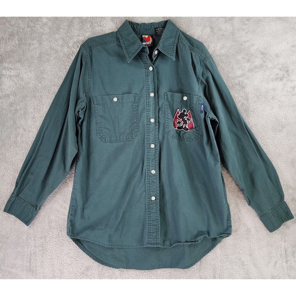 Disney Mickey Unlimited Shirt Womens Small Green Jerry Leigh Vintage Long Sleeve
